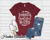 "Thankful Grateful Blessed" Custom Screen Print Graphic Tee