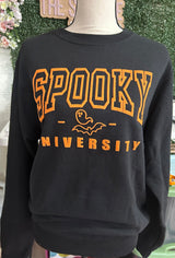 "Spooky University” Puff Print Sweater