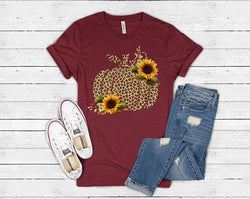 “Sunflower Leopard Pumpkin” Screen Print Custom Graphic Tee