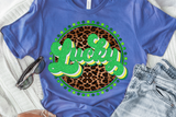 "Lucky Leopard Circle" Screen Print Graphic Tee