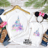 "Magical Castle-Watercolor” Screen Print Graphic Tee