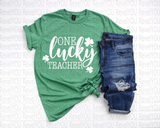 "One Lucky Teacher" Screen Print Graphic Tee