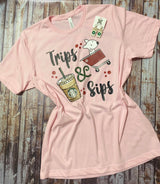 “Trips & Sips Puppy” Screen Print Graphic Tee