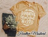"Thankful Grateful Blessed" Custom Screen Print Graphic Tee