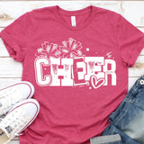 "Cheer Distressed Block Letters" Screen Print Graphic Tee
