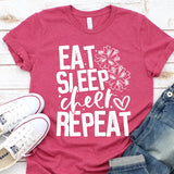 "Eat Sleep Cheer Repeat" Screen Print Graphic Tee